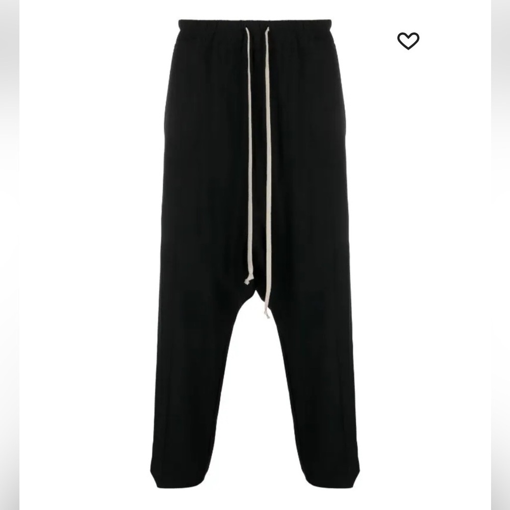 Rick Owens black velvet joggers cropped drop-crotch trousers isize 4 - Picture 4 of 10